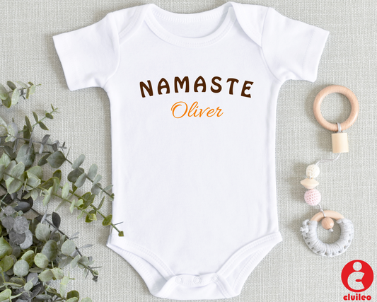 Cópia de Body Bebé personalizável Nome "Namaste" 100% algodão