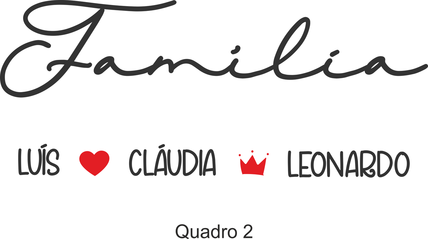 Quadro Família Personalizável com Nomes, Impressão em Tecido (com ou sem moldura)