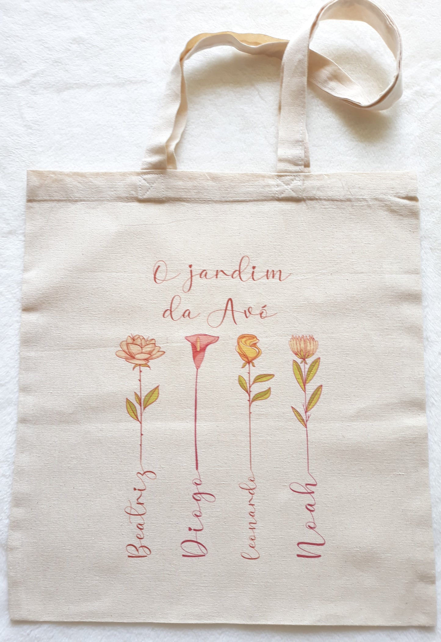 Tote bag Personlizável "O jardim da Avó" cor natural 100% algodão