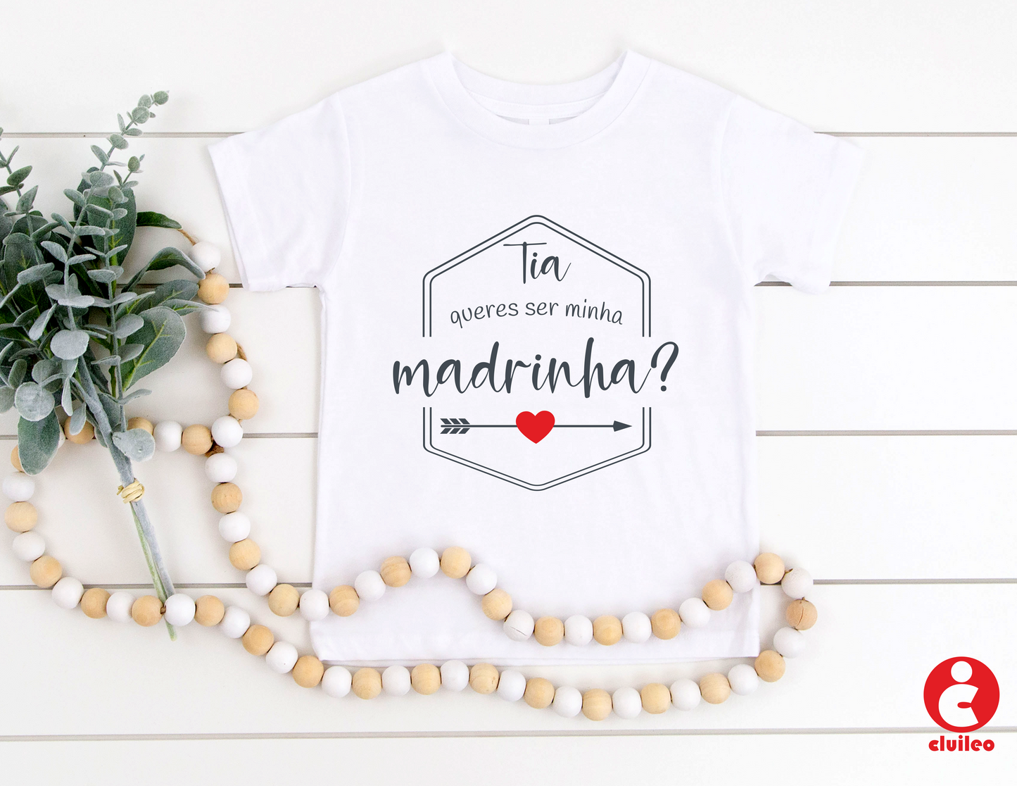 T-shirt Bebé "Tia queres ser minha madrinha?" 100% Algodão