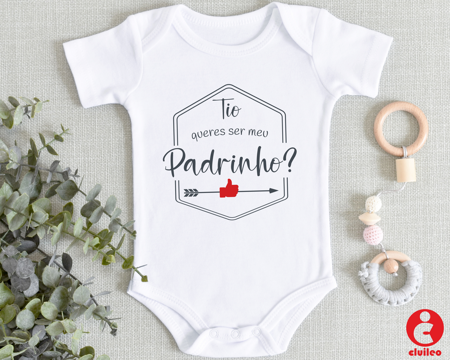 Body Bebé Personalizado Convite Padrinho "Tio queres ser meu Padrinho?" 100% algodão