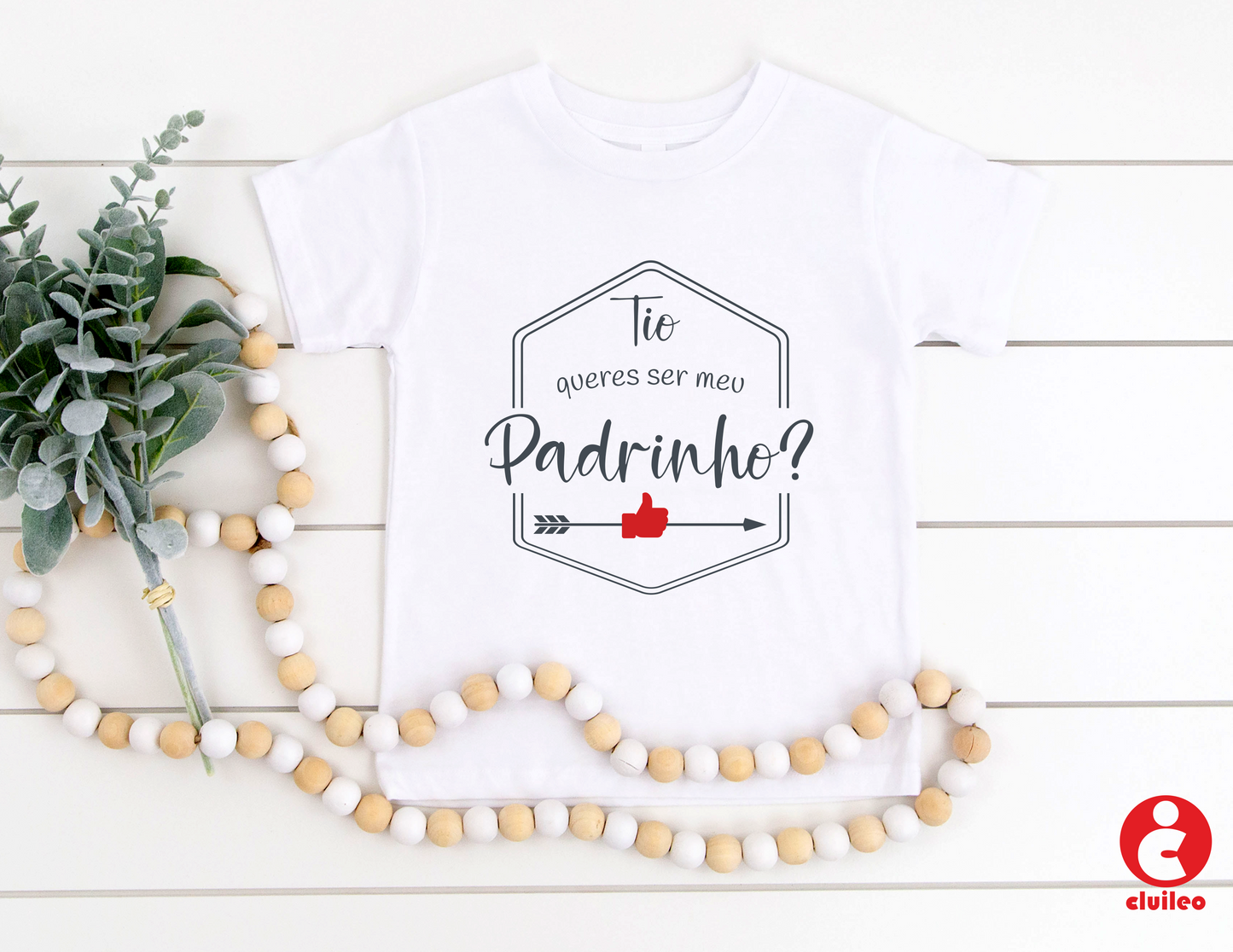 T-shirt Bebé "Tio queres ser meu Padrinho?" 100% Algodão