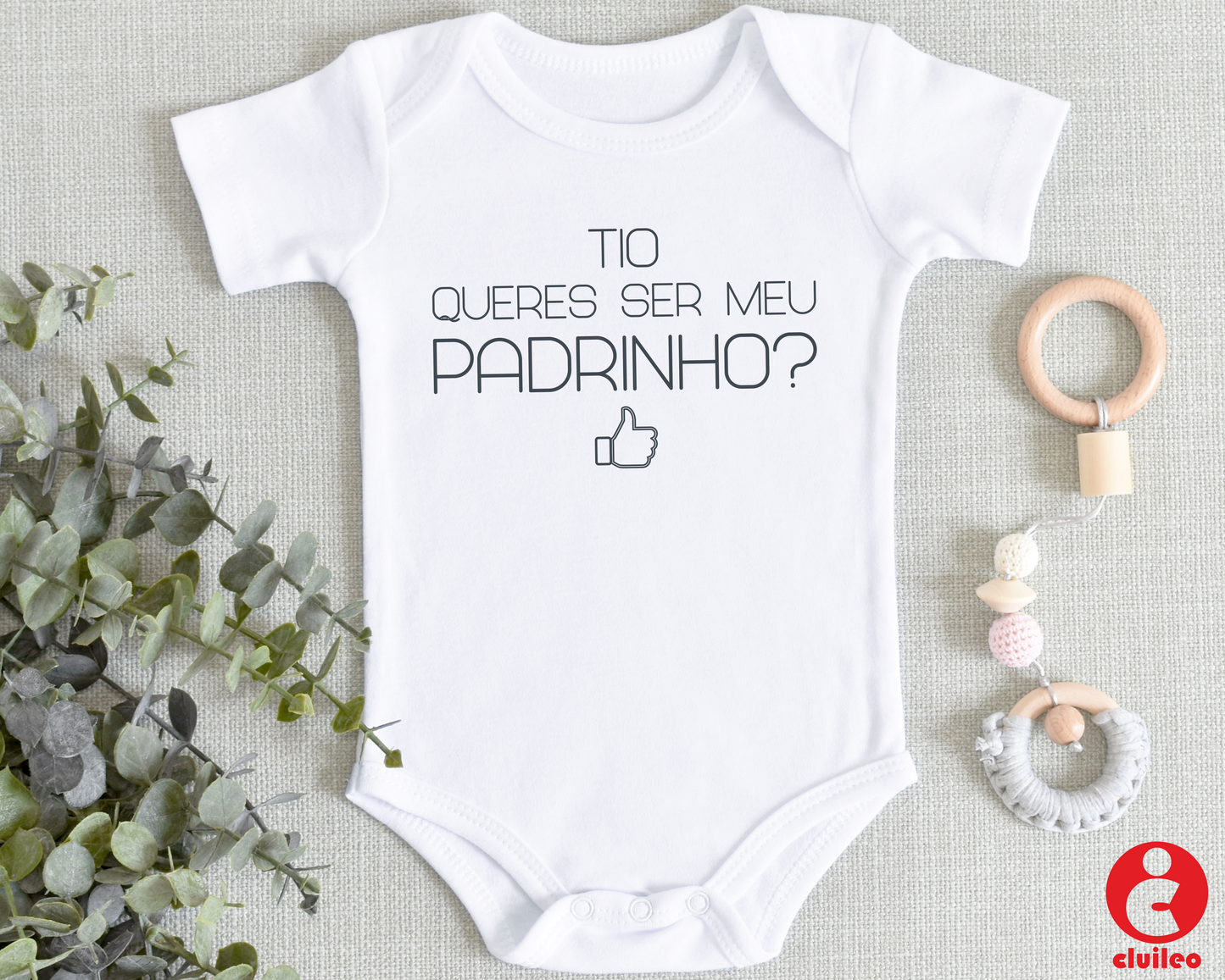 Body Bebé Personalizado Convite Padrinho "Tio queres ser meu Padrinho?" simples 100% algodão