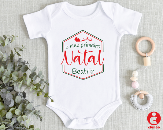 Body Bebé personalizavel "o meu primeiro Natal - nome" 100% algodão