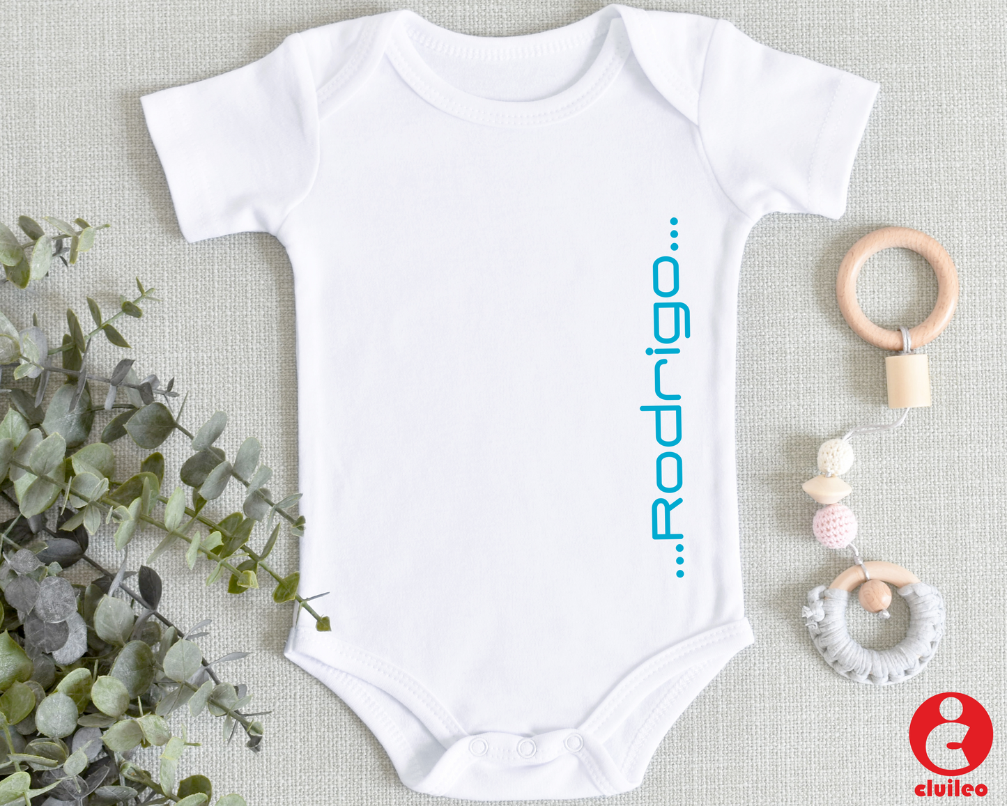 Body Bebé Personalizável "Nome, vertical" 100% algodão