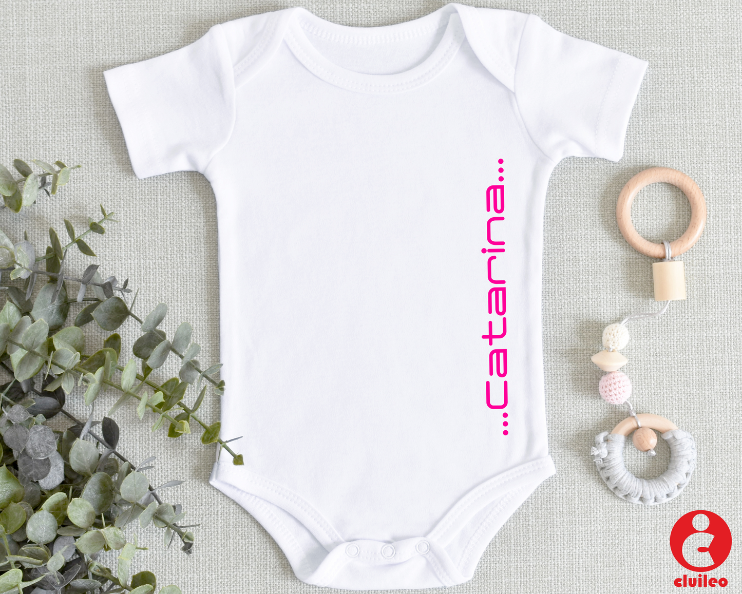 Body Bebé Personalizável "Menina, nome vertical" 100% algodão