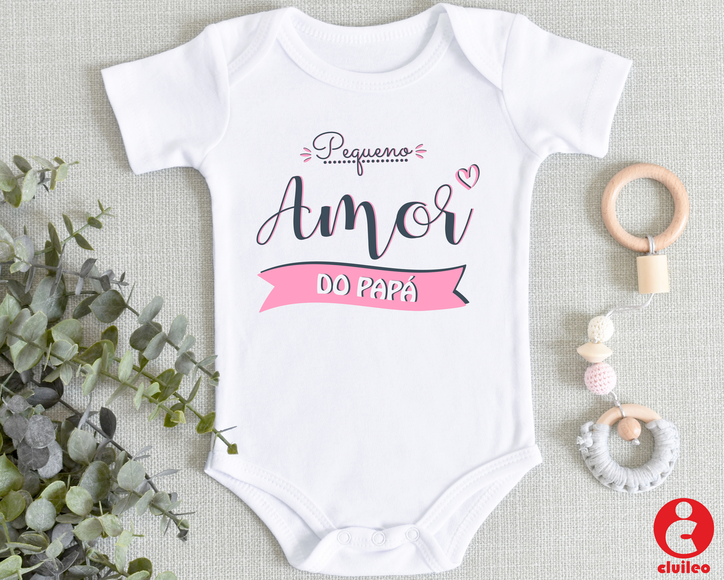 Body Bebé Personalizável "pequeno amor d..."- Menina 100% algodão