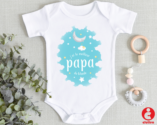 Body Bébé J'ai la meilleure papa du monde (lune) - idée cadeau papa!