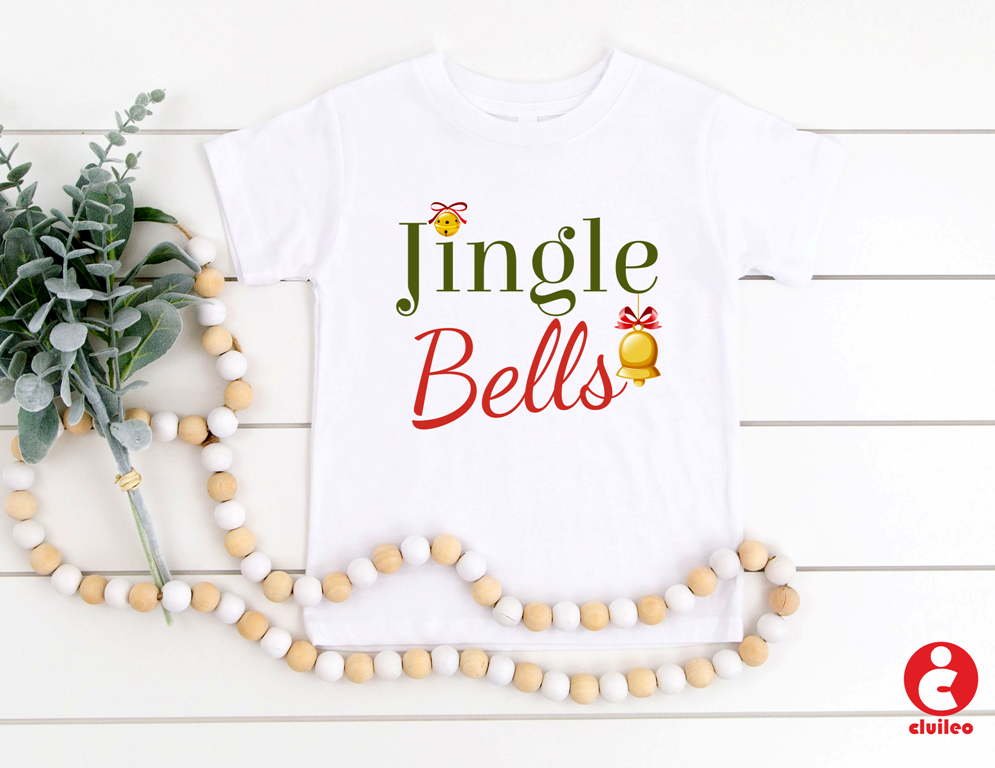 T-shirt Bebé/Criança Natal "Jingle Bells" 100% Algodão