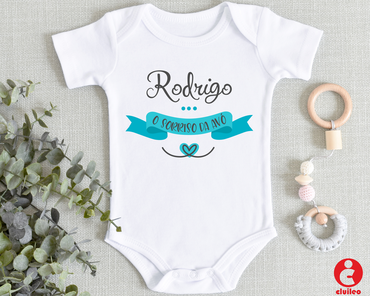 Body Bebé Personalizado "O Sorriso da Avó / Avô / Avós" Menino  100% algodão