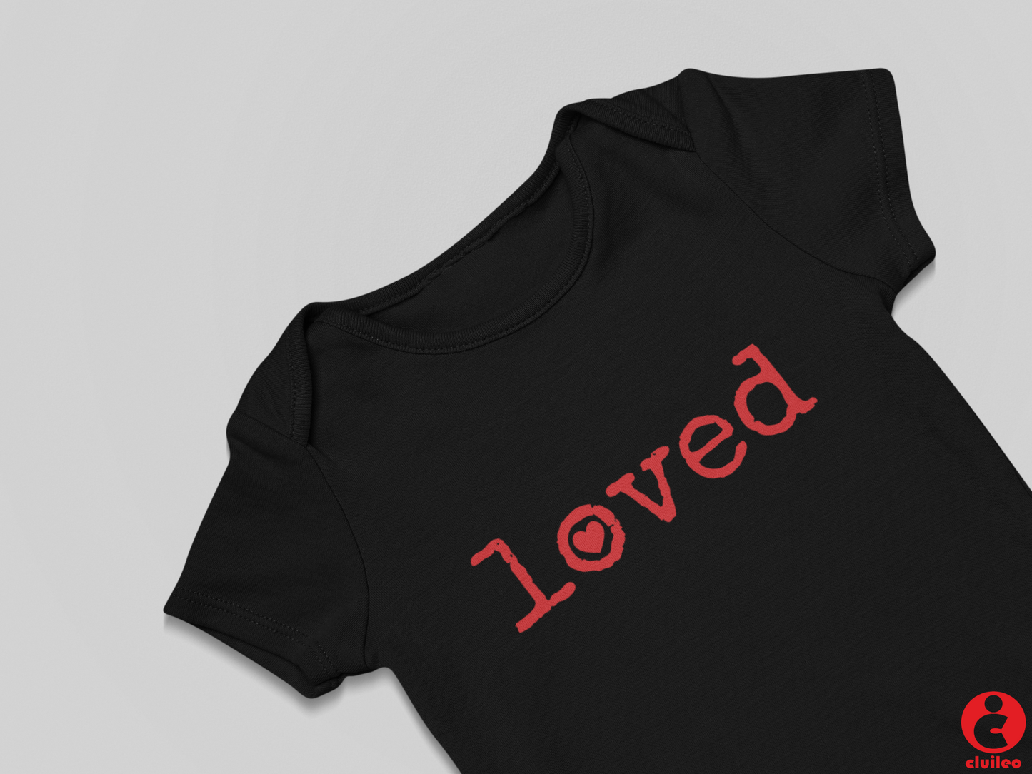 T-shirt Preta Bebé/Criança "loved" 100% Algodão