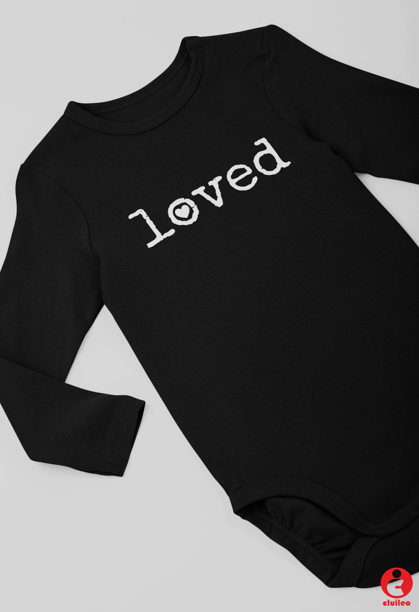 Body Bebé Preto "loved" 100% algodão