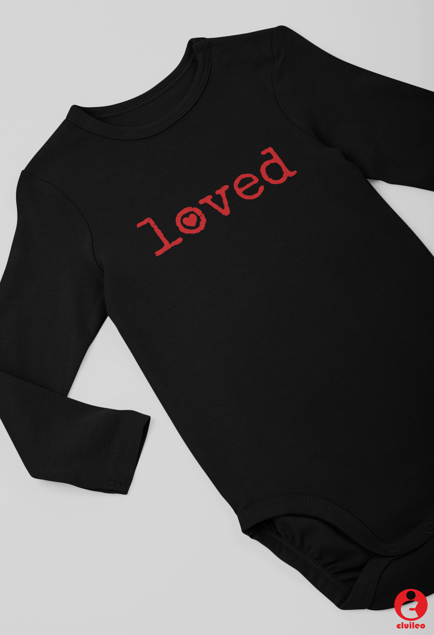 Body Bebé Preto "loved" 100% algodão