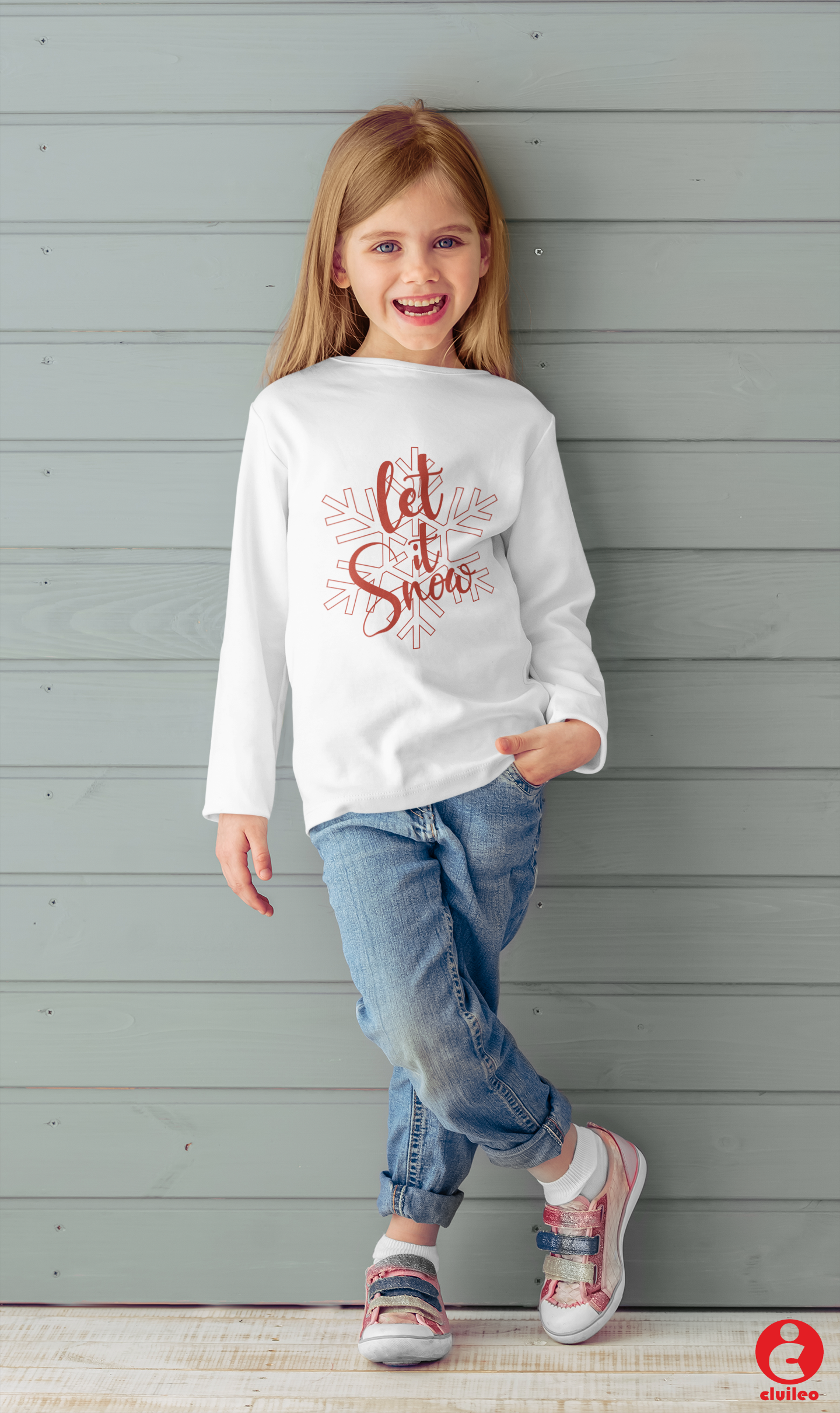 T-shirt longsleeve Bebé/Criança "let it snow" 100% algodão