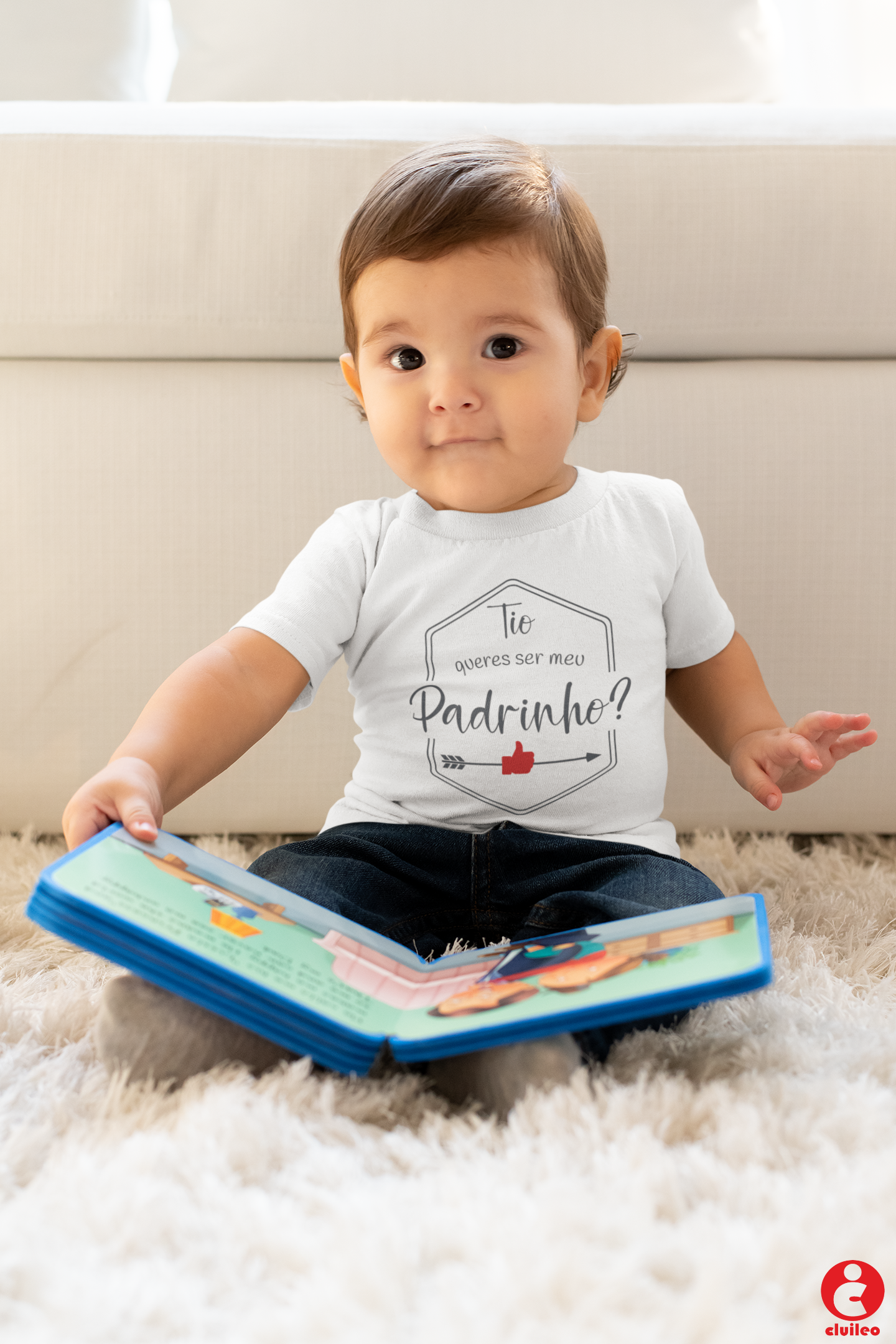 T-shirt Bebé "Tio queres ser meu Padrinho?" 100% Algodão