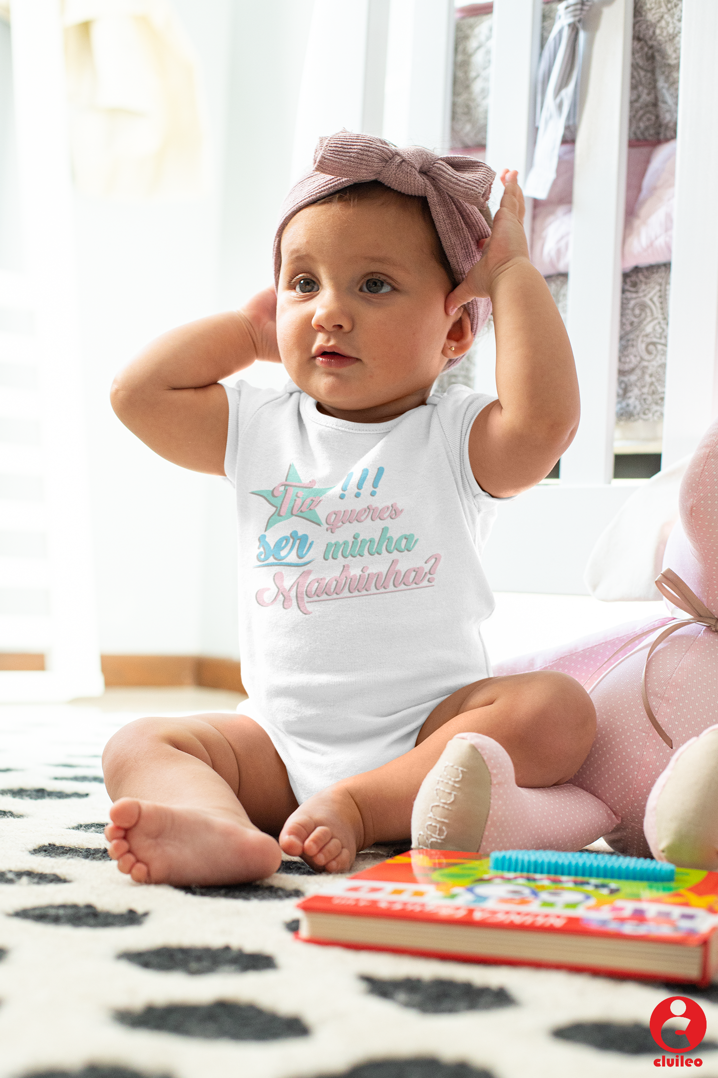 Body Bebé Personalizado Convite Madrinha "Tia queres ser minha madrinha" Tons pastel 100% algodão