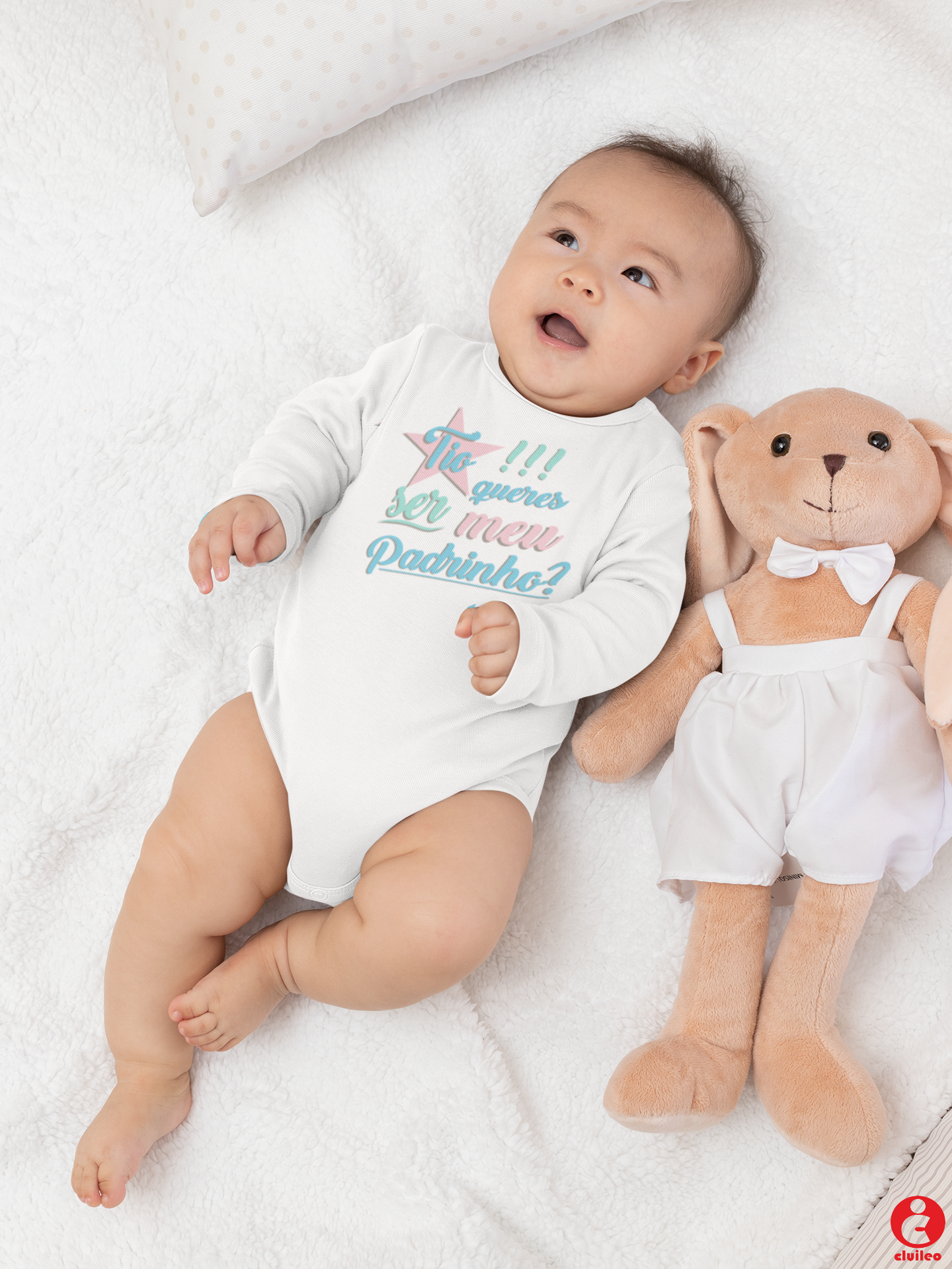 Body Bebé Personalizado Convite Padrinho "Tio queres ser meu Padrinho?" Tons pastel 100% algodão