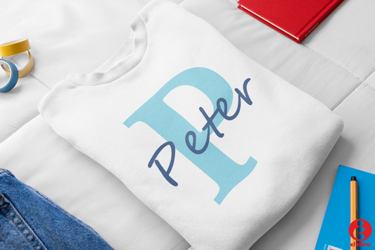 Sweatshirt criança personalizada "P - Peter" editável