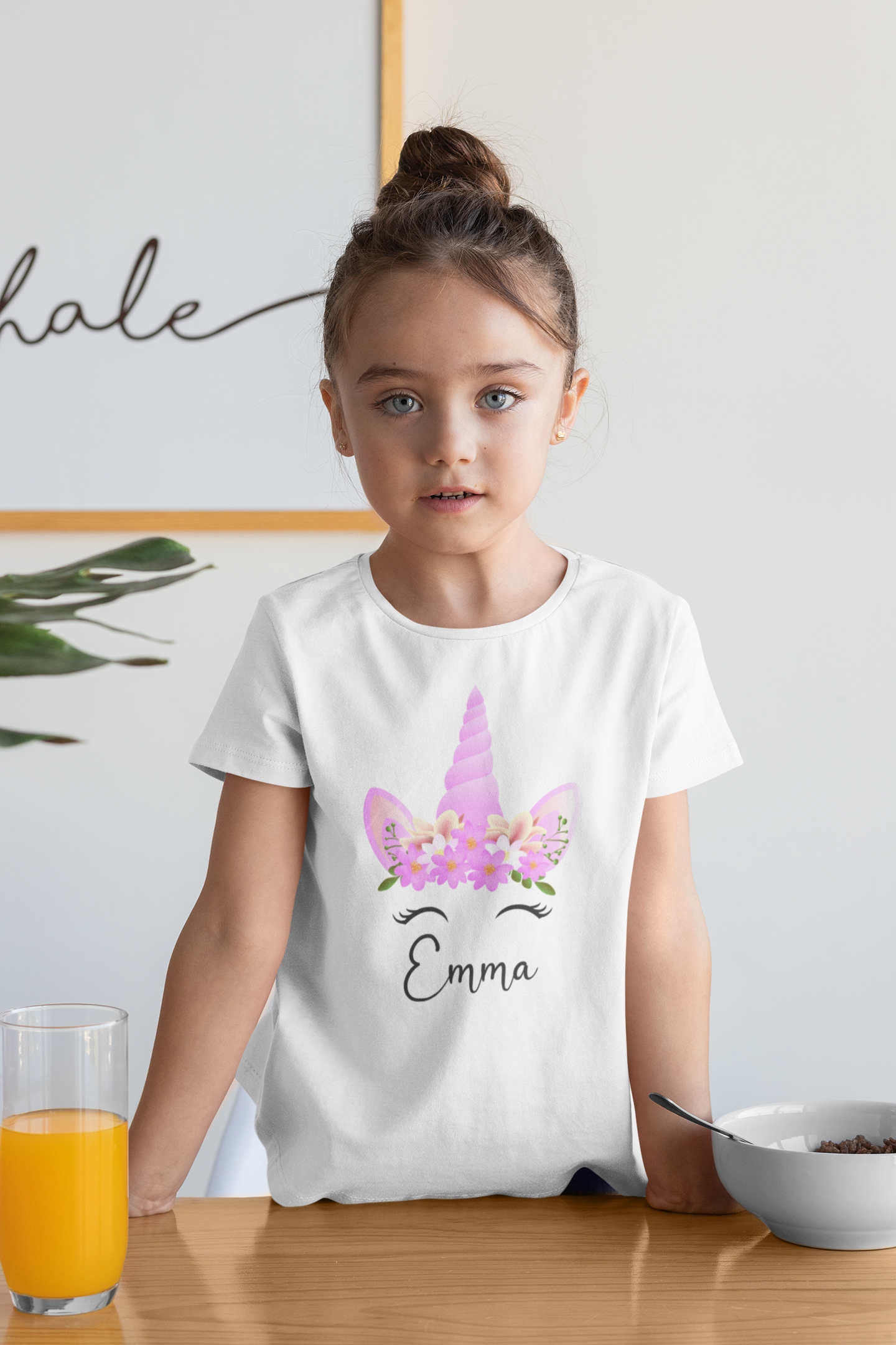 T-shirt Bebé/Criança Personalizavel "Unicornio, nome" 100% Algodão