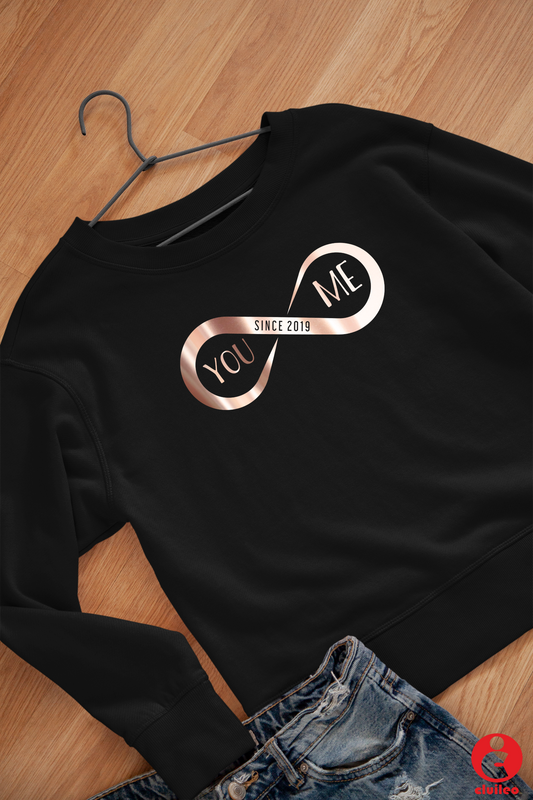 Sweatshirt Mulher Personalizada "Since ano, You&Me infinity", algodão orgânico