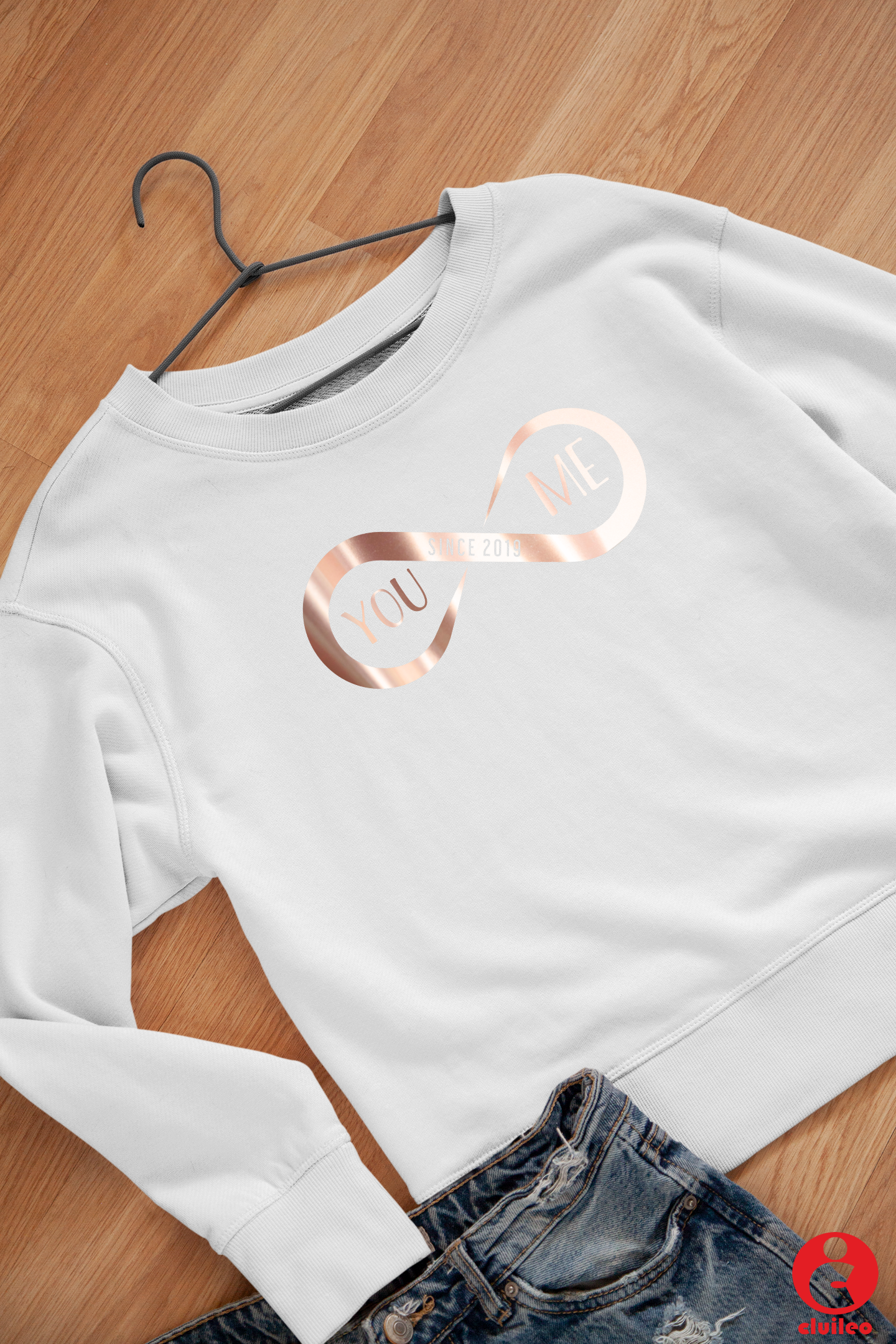 Sweatshirt Mulher Personalizada "Since ano, You&Me infinity", algodão orgânico