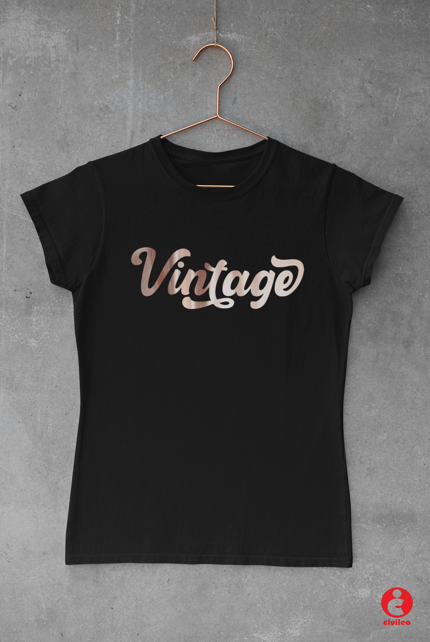 T-shirt Mulher "Vintage" Vinil Rose Gold 100% Algodão