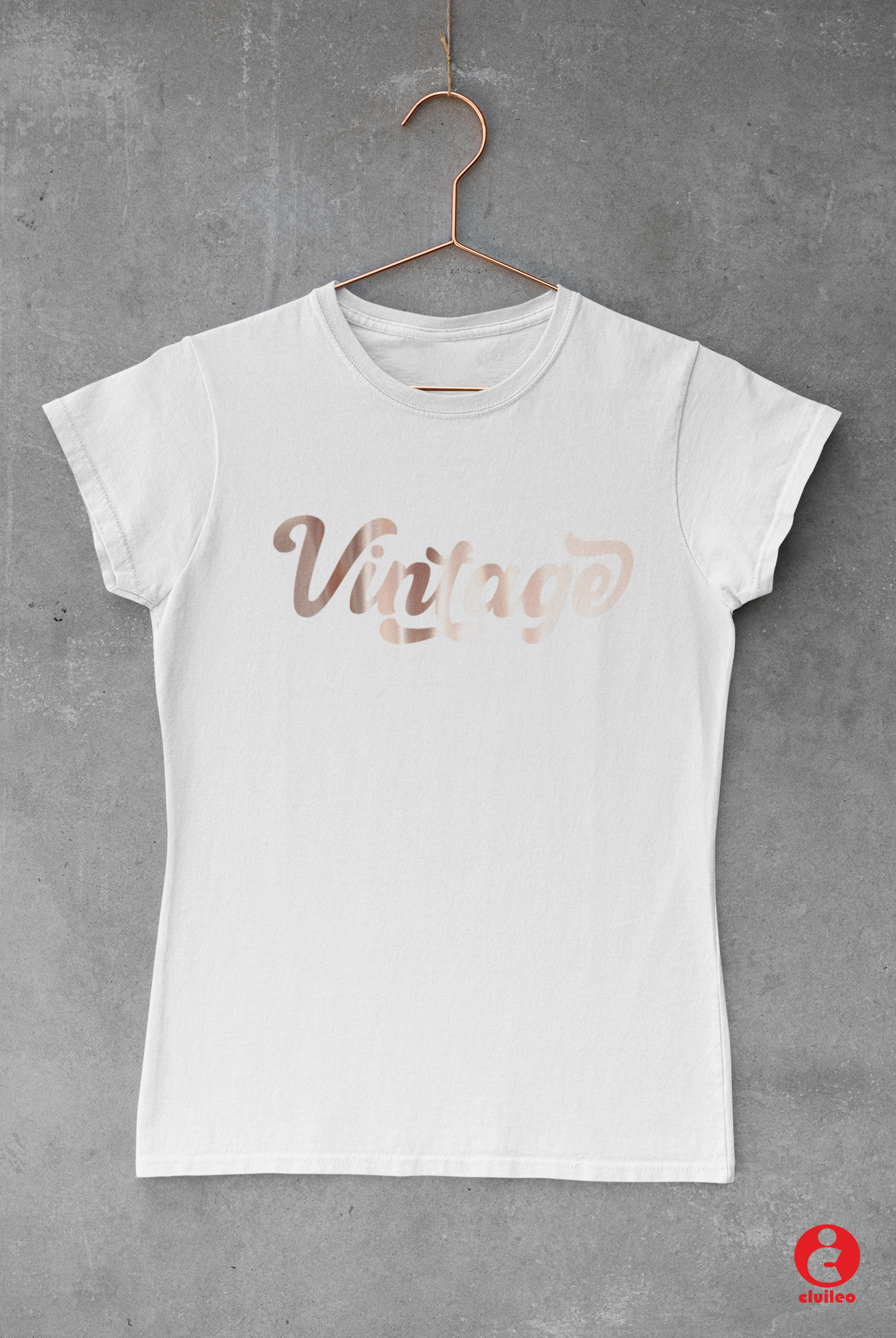 T-shirt Mulher "Vintage" Vinil Rose Gold 100% Algodão