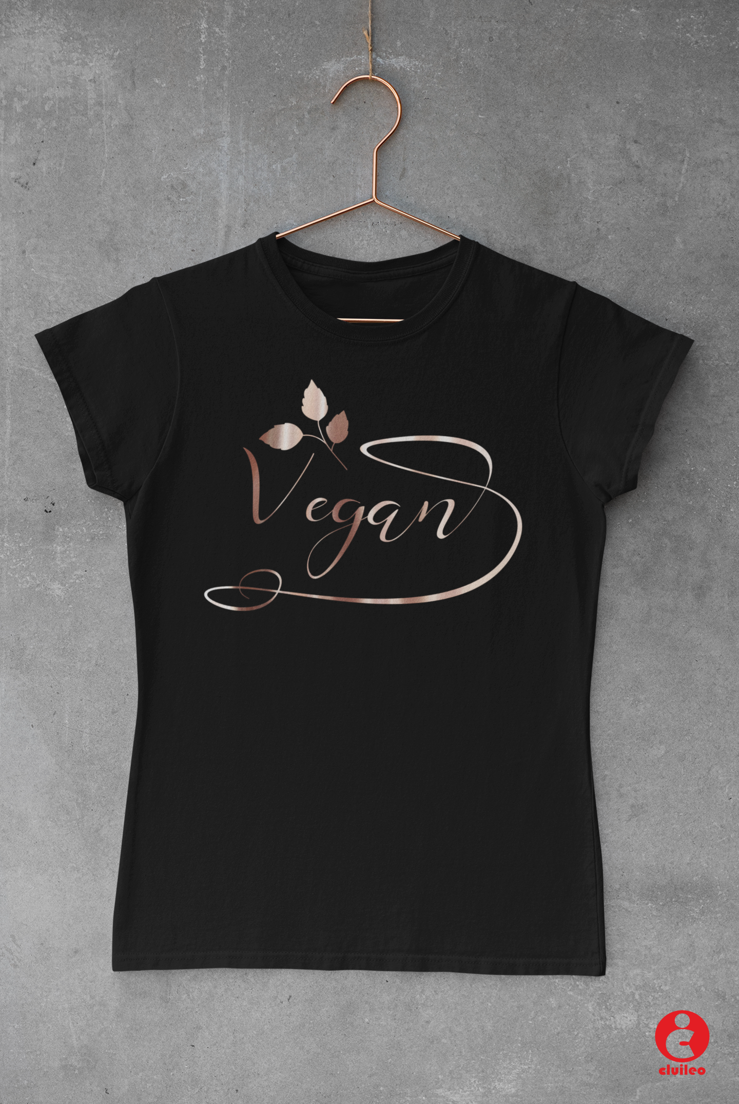 T-shirt Mulher "Vegan" Vinil Rose Gold 100% Algodão