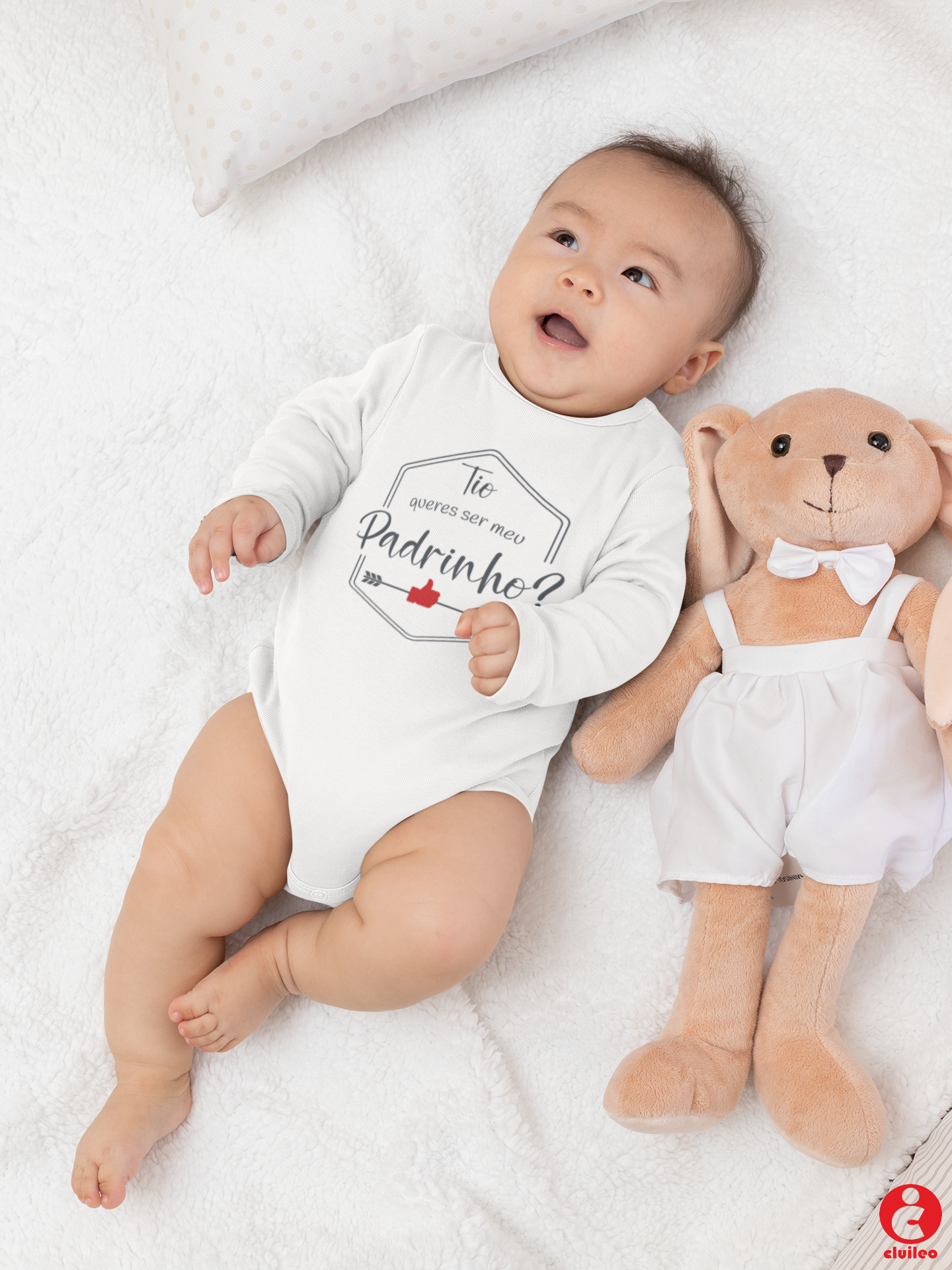 Body Bebé Personalizado Convite Padrinho "Tio queres ser meu Padrinho?" 100% algodão