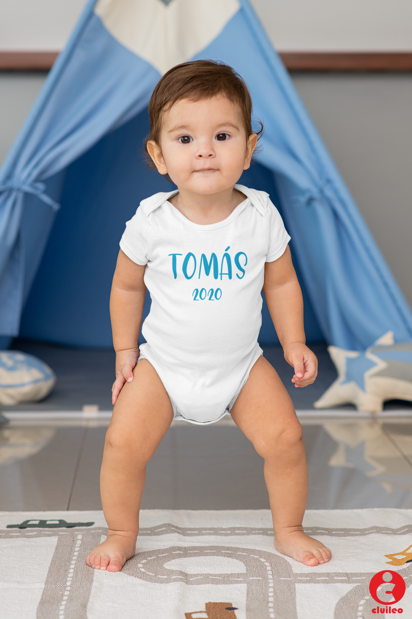 Body Bebé Personalizável "Nome, Ano menino" 100% algodão