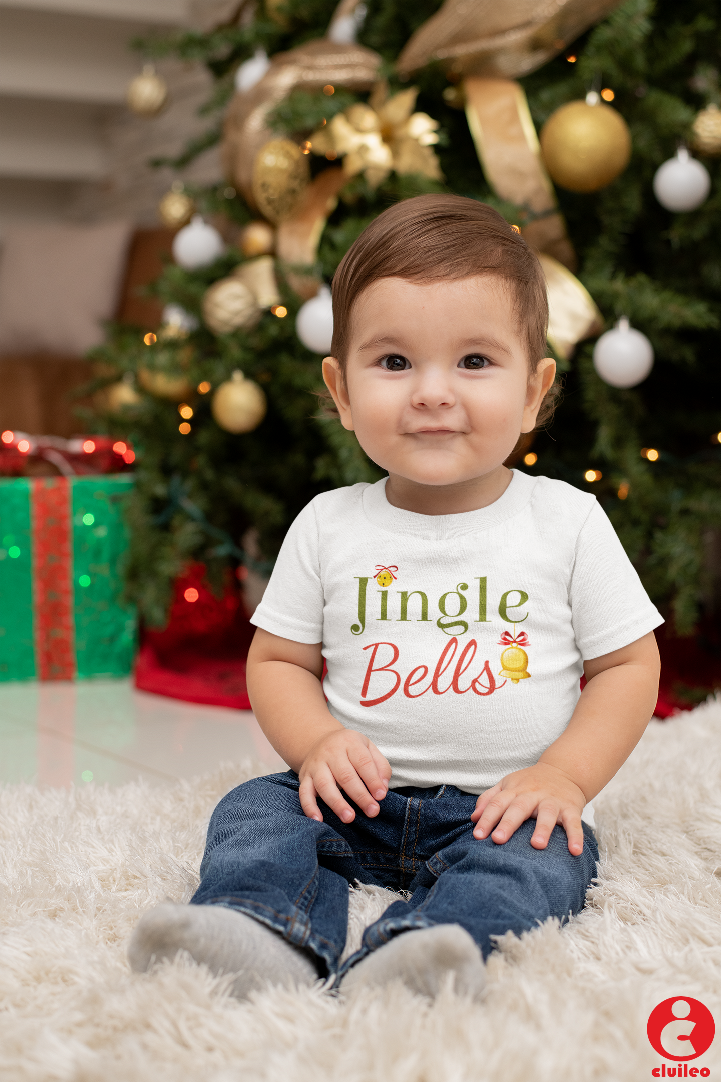 T-shirt Bebé/Criança Natal "Jingle Bells" 100% Algodão