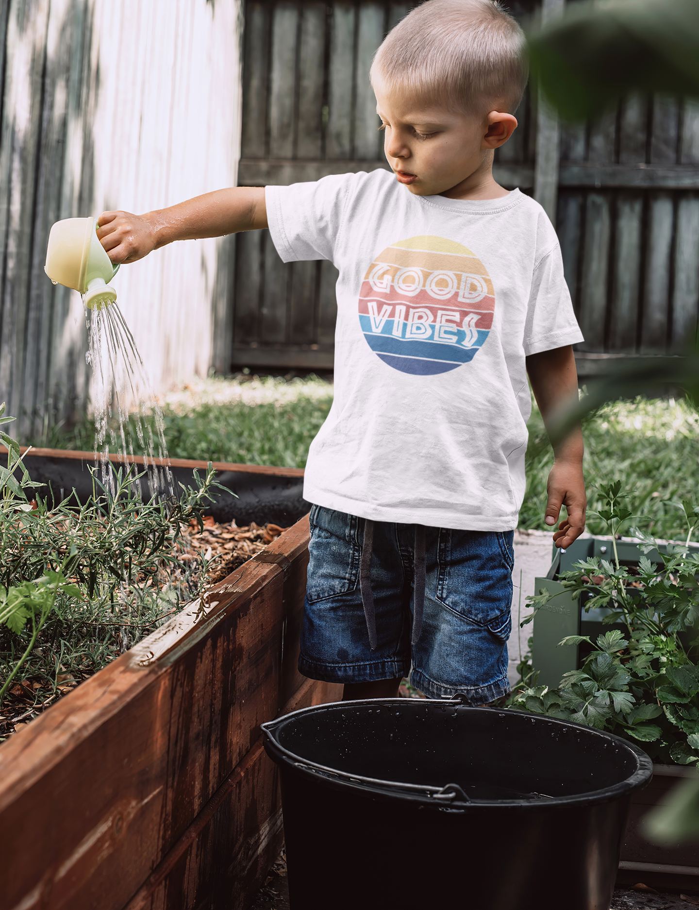 T-shirt Bebé/Criança "Good vibes" 100% Algodão