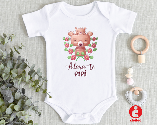 Body Bebé Personalizável "Bebé e Papá Urso - Adoro-te Papá " 100% algodão